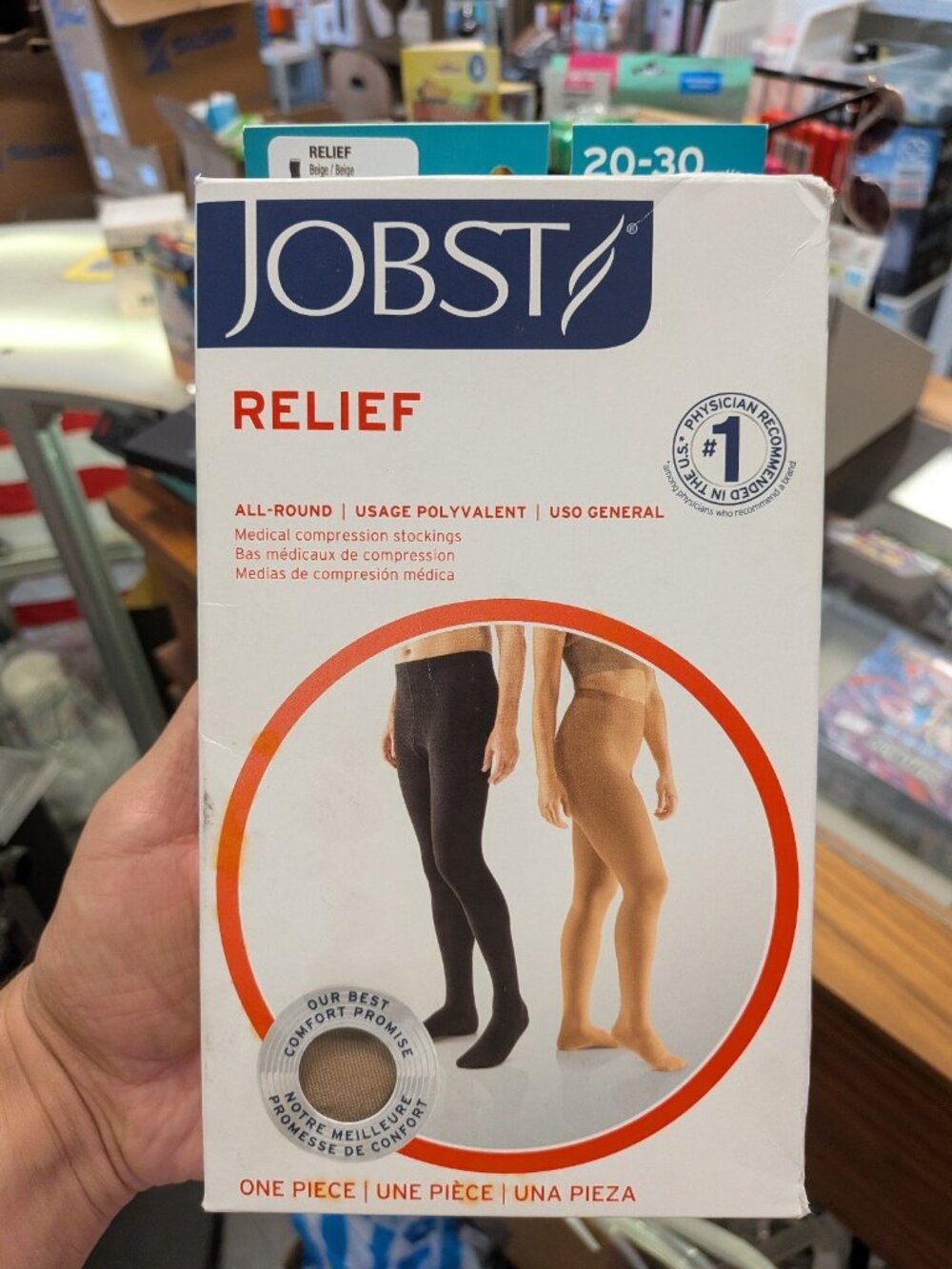 Jobst Relief 20-30 MmHg Firm Support Beige Large Open Toe Women Pantyhose -